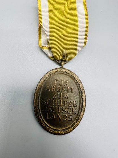 West Wall Medal, Reverse with ribbon
