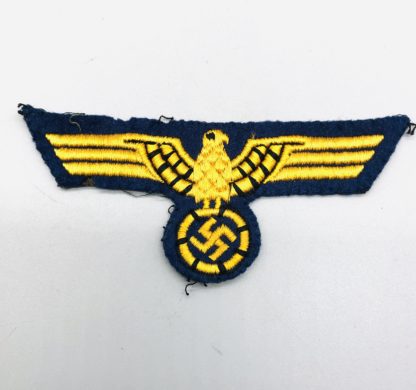 Kriegsmarine Breast Eagle, gold thread, blue wollen backing