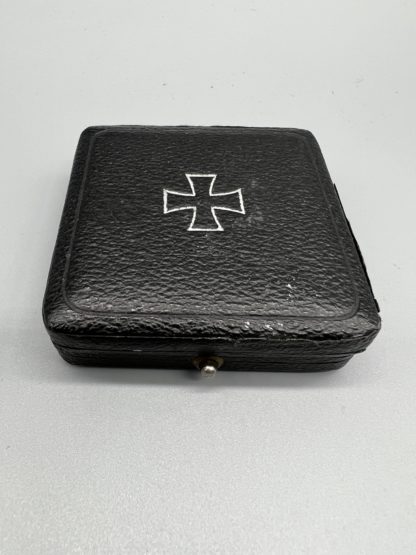 Iron Cross EK1 Case, covered in black leatherette, with iron cross embossed on the lid