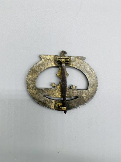 Kriegsmarine U-Boat Badge, reverse zinc construction, with vertical hinge