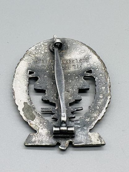 Kriegsmarine High Seas Fleet Badge, reverse with makers mark Schwerin