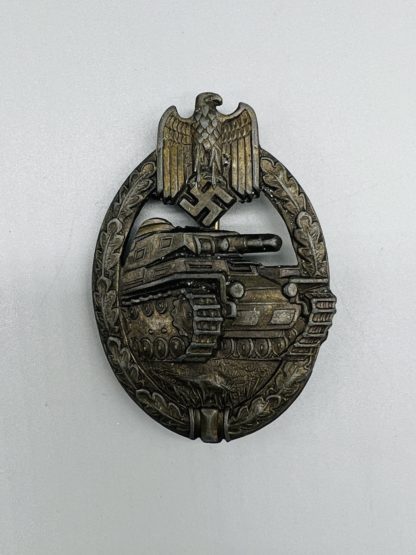 Panzer Assault Badge Bronze By C.E. Juncker, reverse hollow version