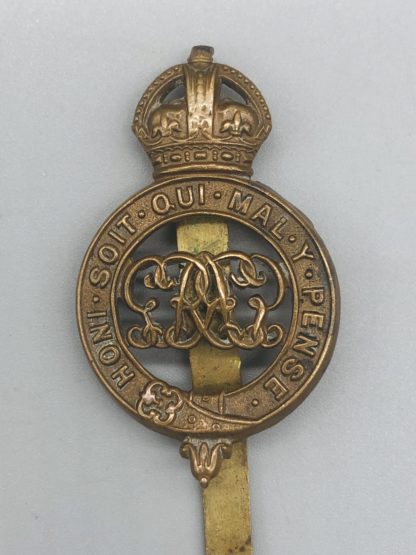Grenadier Guards Pagri Badge, reverse with long slider, stamped with makers mark Firmin London