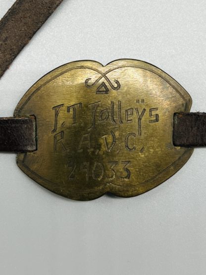 WW1 British Army Brass Wrist ID Bracelet Royal Army Veterinary Corps