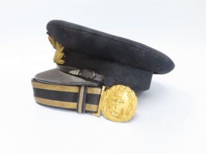 WW1 British Royal Navy Officers Peaked Cap, and ceremonial belt