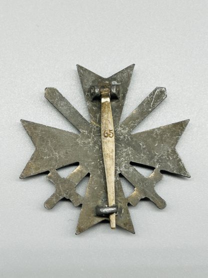 War Merit Cross First Class with swords, reverse image tapered pin stamped 65
