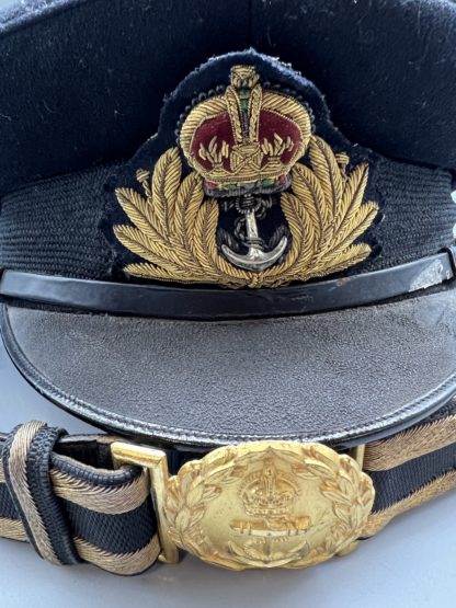 WW1 British Royal Navy Officers Peaked Cap & belt