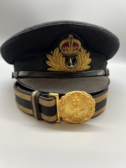 WW1 British Royal Navy Officers Peaked Cap & ceremonial belt