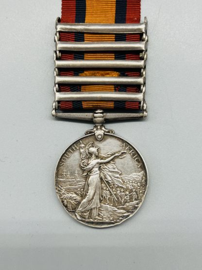 Queen's South Africa Medal, with five clasps, reverse image