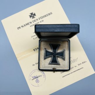 Iron Cross EK1 By Fritz Zimmermann With Citation & Presentation Case