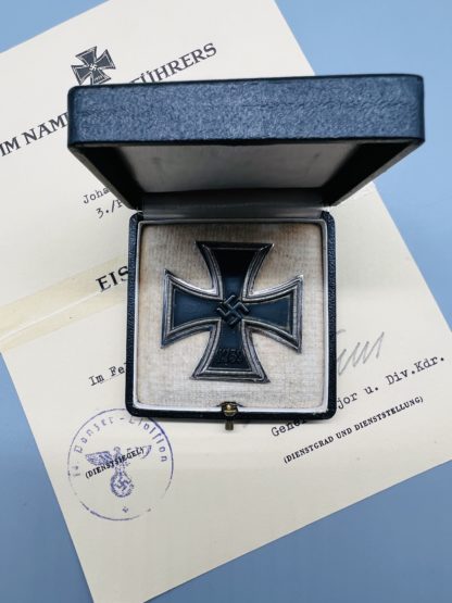 Iron Cross EK1 By Fritz Zimmermann With Citation & Case