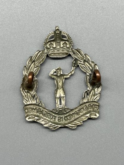 Royal Observer Corp Cap Badge, reverse image with lugs