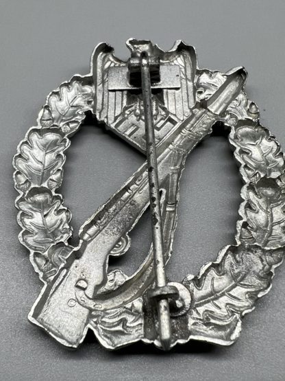Infantry Assault Badge Silver, hollow back attributed Wilhelm rear image.