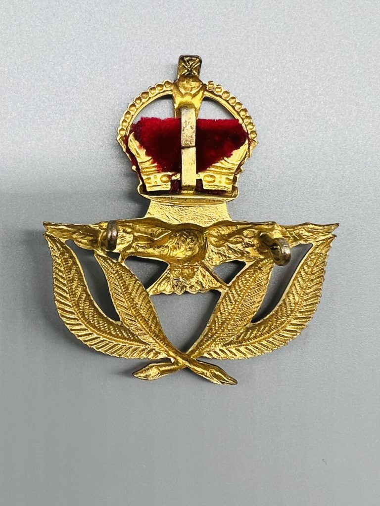 Royal Air Force Warrant Officers Gilt Metal Cap Badge I Militaria