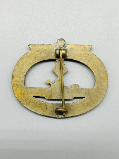 WW2 Kriegsmarine U-Boat Badge By Rudolf Karneth, Gablonz, reverse image hinge integral to the badge, with crimped wire catch.