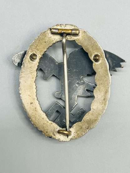 Luftwaffe Observer Badge By Assmann & Söhne, reverse image of clasp and makers mark