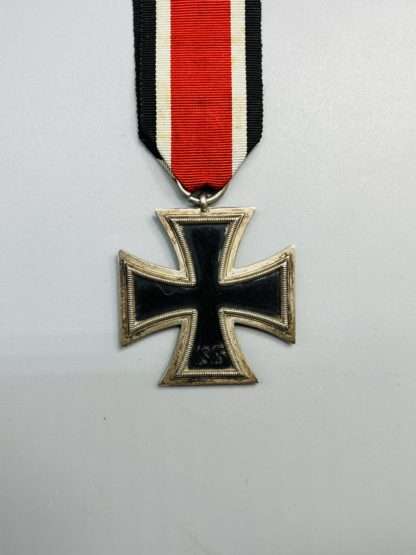 Iron Cross 1939 2nd Class Unmarked, reverse image with ribbon.