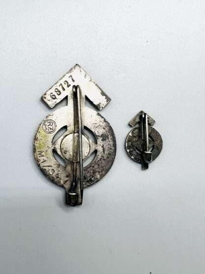 HJ Proficiency Badge Silver Grade By Karl Wurster With Miniature, reverse image.