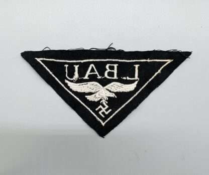WW2 German L.BAU Luftwaffe Construction Workers Badge, reverse image.