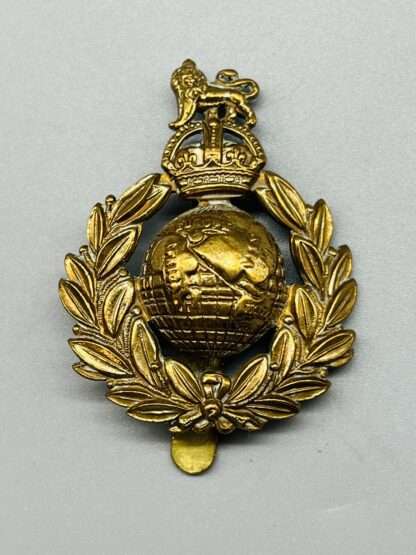 A WW2 Brass British Royal Marines Cap Badge