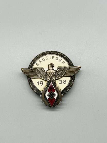 WW2 German HJ Gausieger Badge, constructed in tombak and enamel.