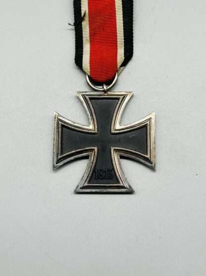 A WW2 German Iron Cross EK2 Medal Unmarked, reverse image with iron core center.