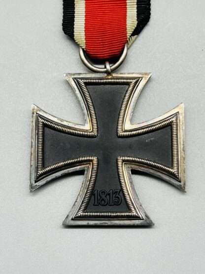 A WW2 German Iron Cross EK2 Medal Unmarked, reverse image with iron core centre.