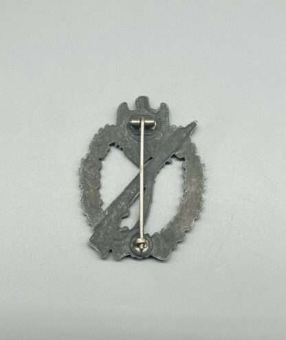 WW2 German Infantry Assault Badge Silver By Fritz Zimmermann, reverse image.