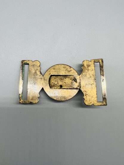 Reverse image of a Grenadier Guards Officers Victorian belt buckle in brass.