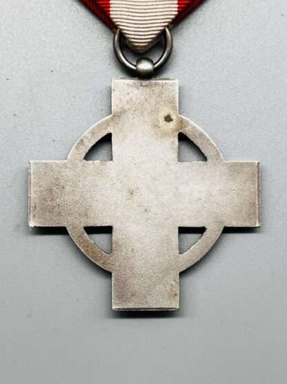 Reverse images of a WW2 German Fire Brigade Honour Cross 2nd Class Medal, constructed in silvered bronze.