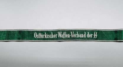 A Osttürkischer Waffen-Verband der SS Cuff title, bevo woven in white on green backing with black and white