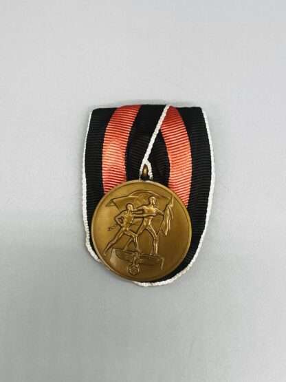 A WW2 German Sudetenland Medal court mounted with original ribbon.