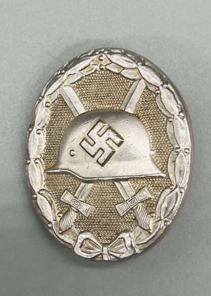 A WW2 German wound badge in silver, constructed in tombac with nice silver wash and patin