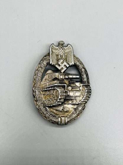 An early WW2 Panzer Assault Badge Bronze By Otto Schickle, constructed in tombac.
