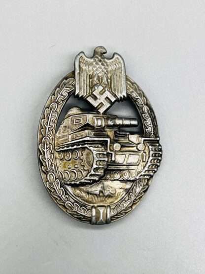 A WW2 Panzer Assault Badge Bronze By Otto Schickle, constructed in tombac.