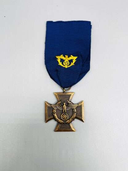 An original WW2 German Customs and Border Protection Long Service Medal, with orginal blue ribbon.