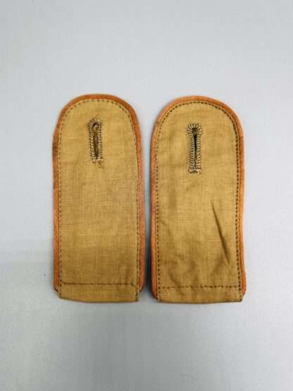 A matching set of WW2 German Luftwaffe tropical signal troops shoulder boards, with brown rayon pipping.