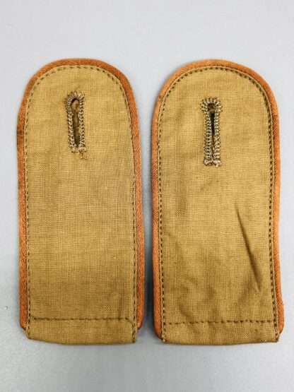 A pair of WW2 German Luftwaffe tropical signal troops shoulder boards, with brown rayon pipping.