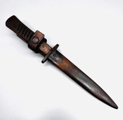 WW1 German Close Combat Boot Knife By Gottlieb Hammesfahr and scabbard.