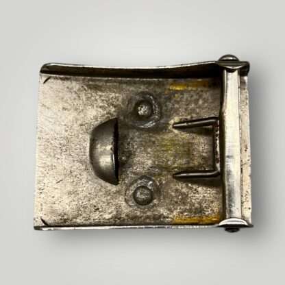 Reverse image of a NSKK belt buckle, nickle plated.