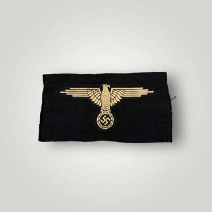 An original Waffen-SS Tropical BeVo Sleeve Badge, tan coloured eagle on black cloth.
