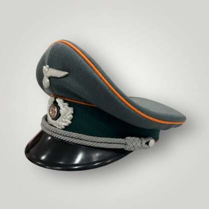 A Heer Feldgendarmerie Officer's visor cap, with orange pipping and insignia.