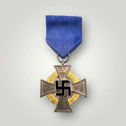 Original National Faithful Service Medal 50 Years with blue ribbon.