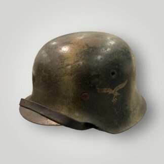 An original Luftwaffe M42 single decal Normandy camouflage helmet CKL66