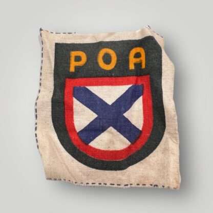 An original Russian POA Volunteer Arm Shield 2nd Pattern, screen printed on woven fabric.