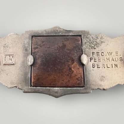 Reverse image of close combat clasp silver 1st pattern varient by JFS, die-cast in zinc with crimped hinge, and steel backing plate.