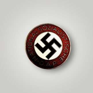 NSDAP Party Pin Badge M1/92, constructed in red, white, black, and gold enamel.