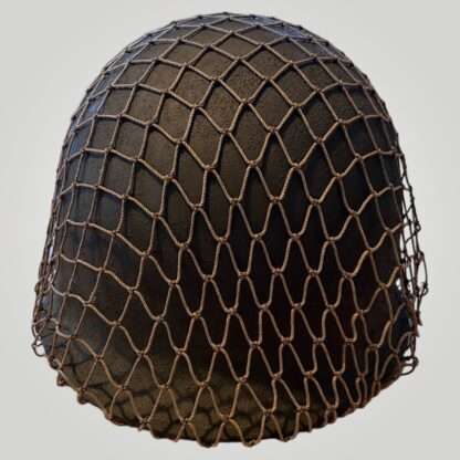An orginal US WW2 Schlueter M1 Combat helmet, the shell is constructed in steel painted olive drab complete with cammouflage net.