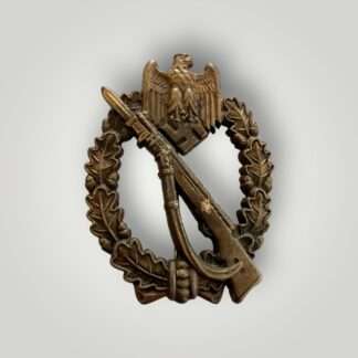 An original Infantry Assault Badge in bronze by Gablonz, constructed in zinc with bronze wash mid to late war.