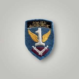 An image of a First Allied Airborne WW2 formation badge, machine embroidered.